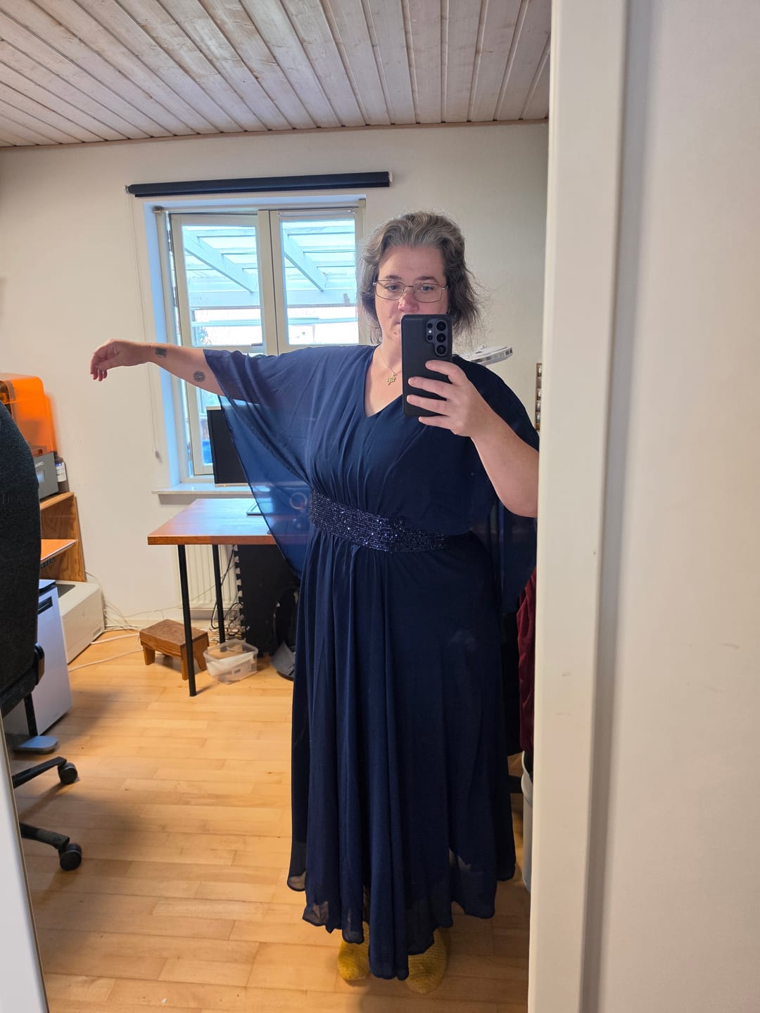 Customer photo review of Banquet Chiffon A-Line Dress With Sequins