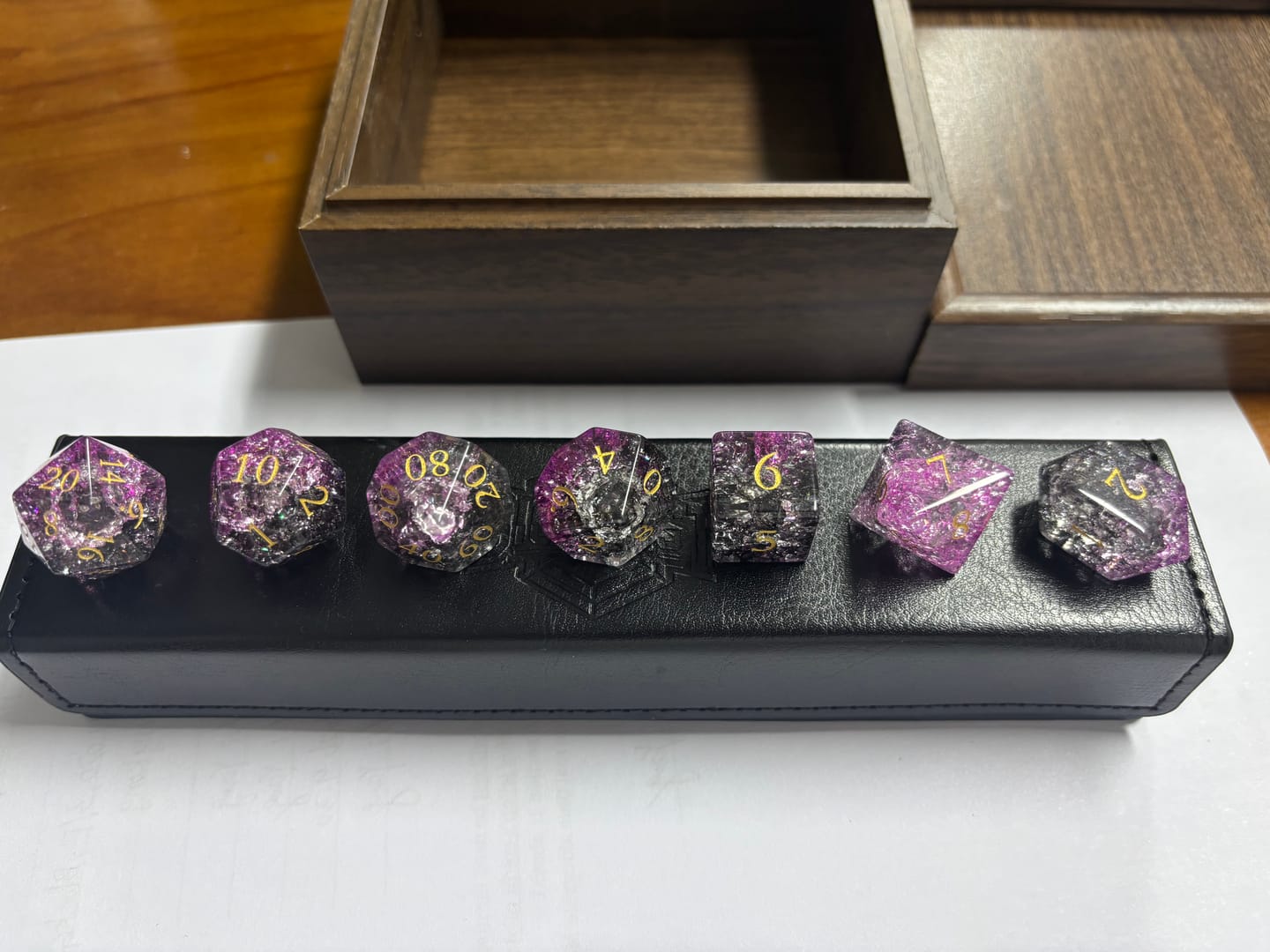 Customer photo review of DiceNest   “Poison” – Negative Pressure Infused Shatter Crystal Dice Set