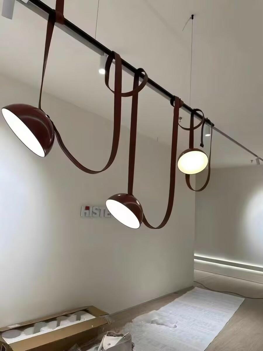 Customer photo review of Metal Dome Pendant Light, Fabric Wrapped Cord, Black or Orange