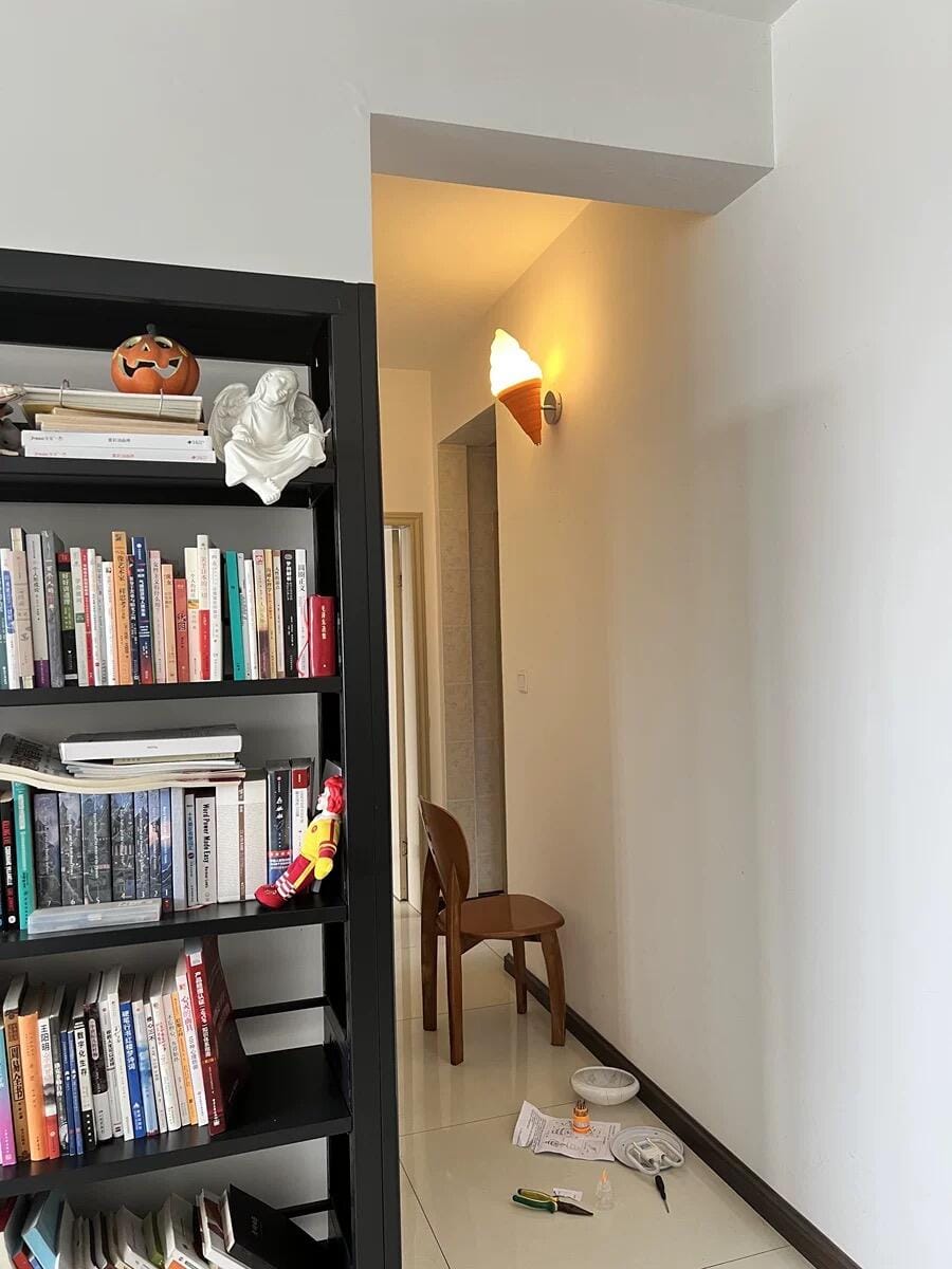 Customer photo review of Iron Wall Light, White Acrylic Shade, Wall Sconce, 43 cm