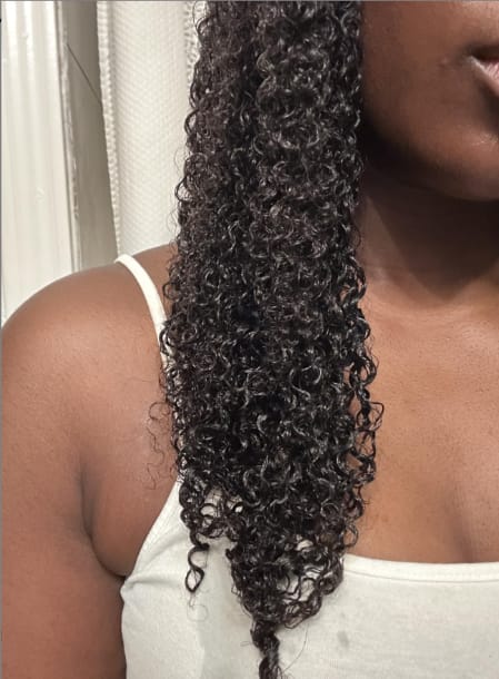 Customer photo review of Wavymy Afro Curly 3 In 1 Half Wig Upgrade Drawstring No Lace No Glue Human Hair Wigs 180% Density
