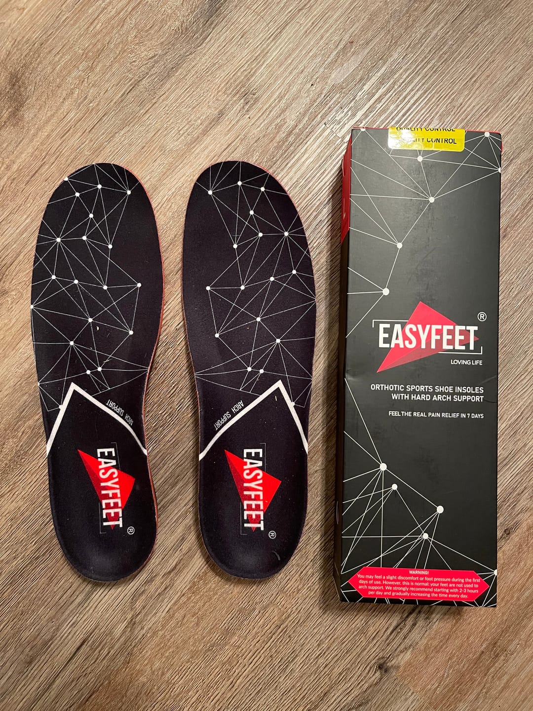 Customer photo review of EASYFEET Black Model - Firm Arch Support Insoles for Plantar Fasciitis Relief (High Arch)