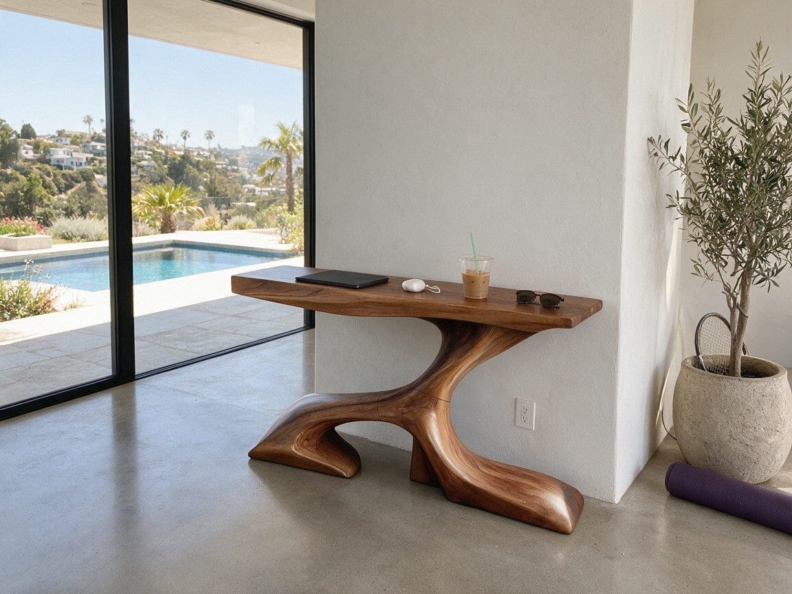 Customer photo review of Organic Curved Console Table With Z Shaped Base For Living Room