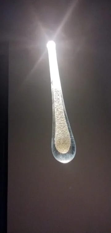 Customer photo review of Gold Pendant Light, Crystal Base, Aluminium Droplet, 23 to 38 cm