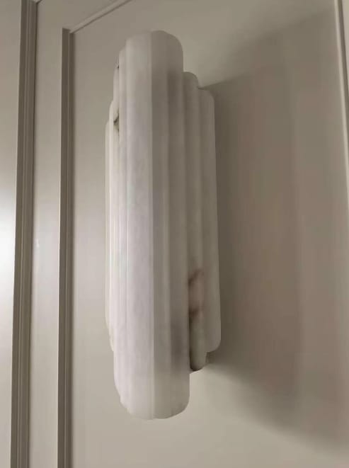 Customer photo review of Alabaster Wall Sconce, Stacked Discs, Wall Light, Integrated LED