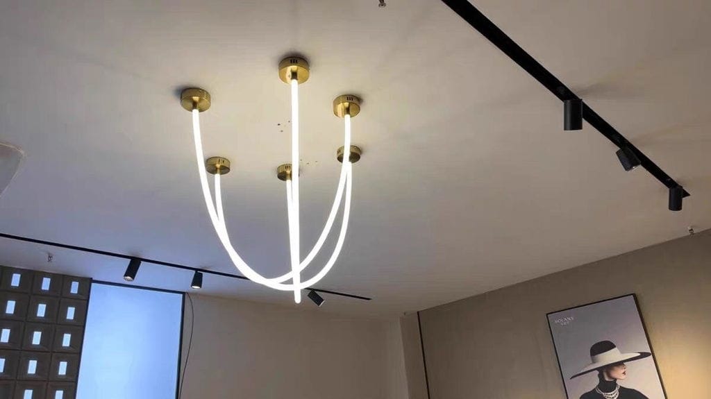 Customer photo review of Bendable Silicone Pendant Light, Gold LED Rope Pendant Lamp