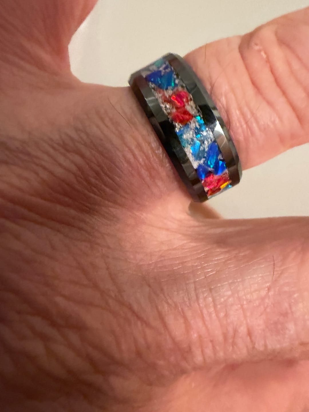 Customer photo review of Titanium Carbide Ring with Cremation Ashes
