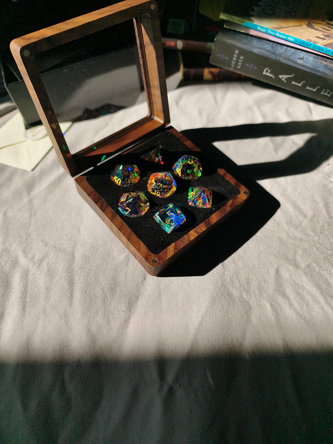 Customer photo review of Diamond-Like Glass Dice Set