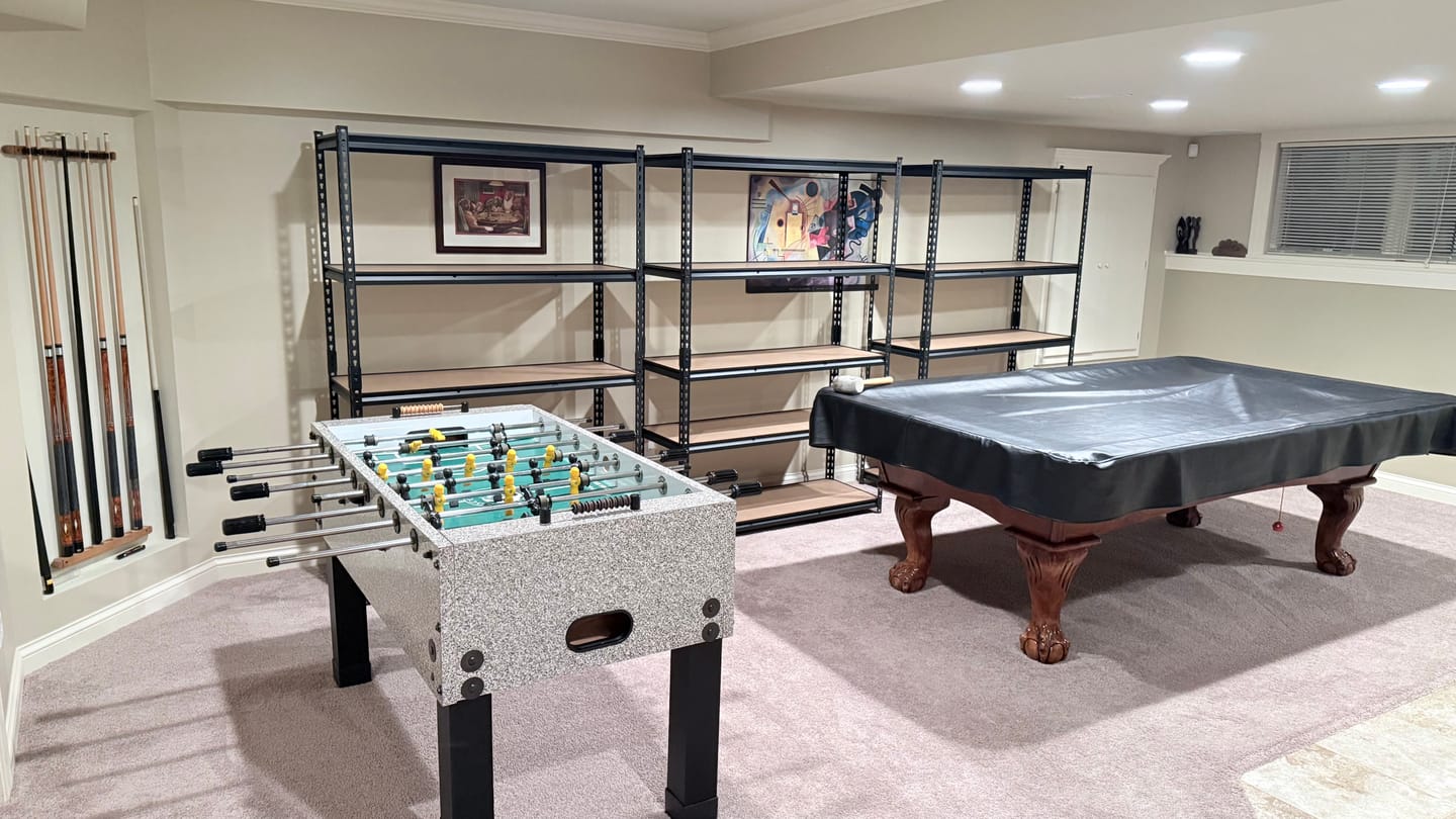 Customer photo review of Reibii 72″H × 48″W Garage Storage Shelves, 2650 lbs Heavy Duty Steel Shelving Rack, Adjustable Metal Shelves for Basement, Pantry & Utility Room