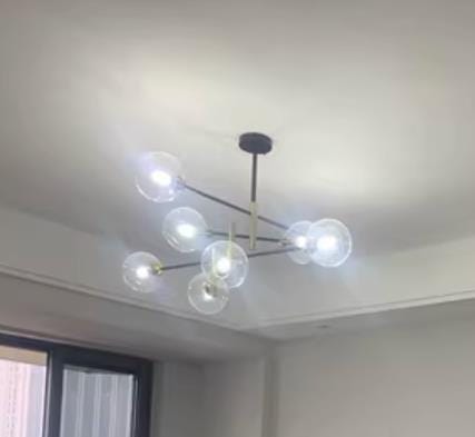 Customer photo review of Glass Globe Chandelier, Black and Gold Frame, 95 to 108 cm