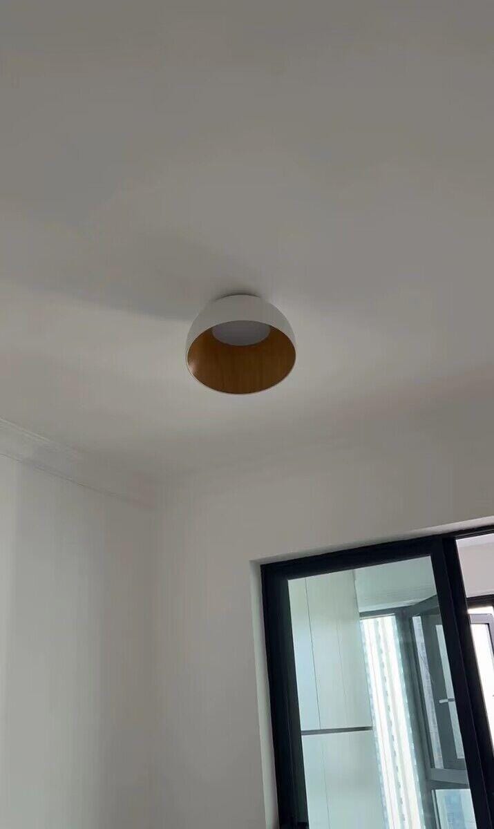 Customer photo review of Dome Ceiling Light, Black or White Metal, Oak Interior