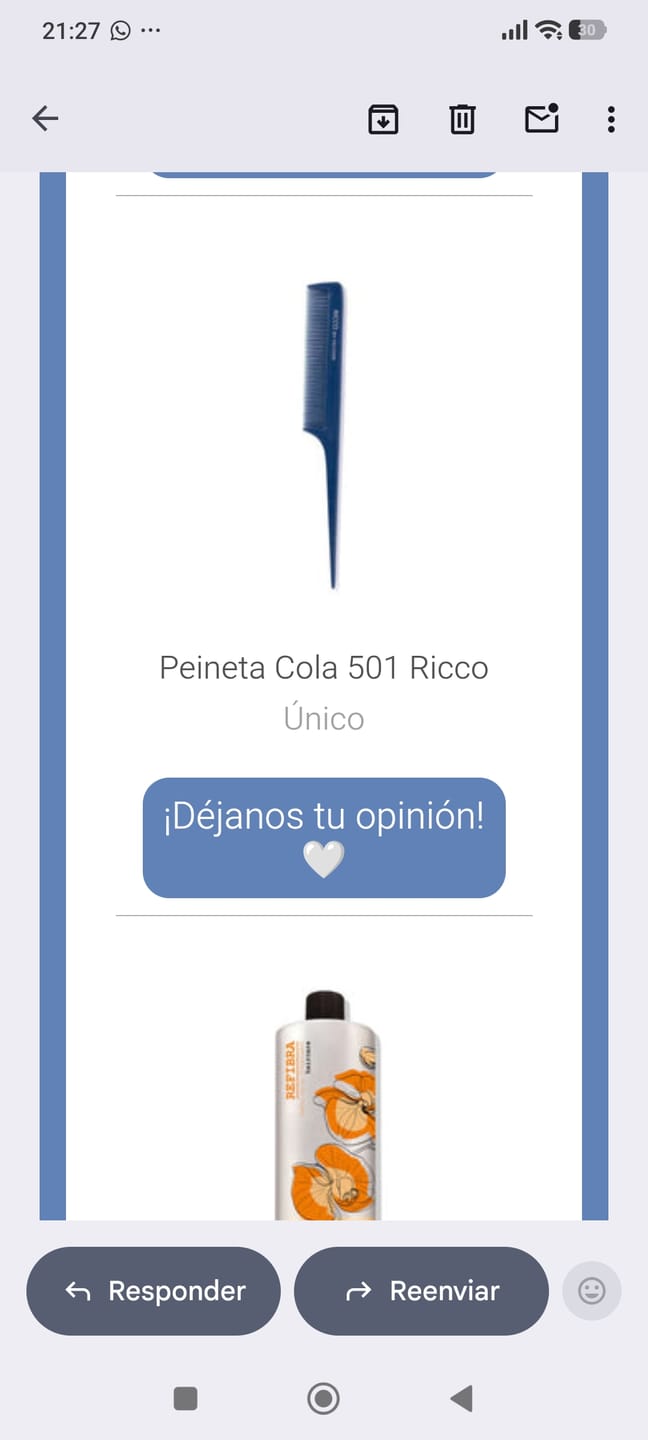 Customer photo review of Peineta Cola 501 Ricco