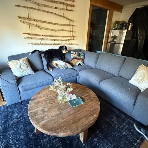 Customer photo review of Sculptural Solid Wood Console — Modern Art Entry Table
