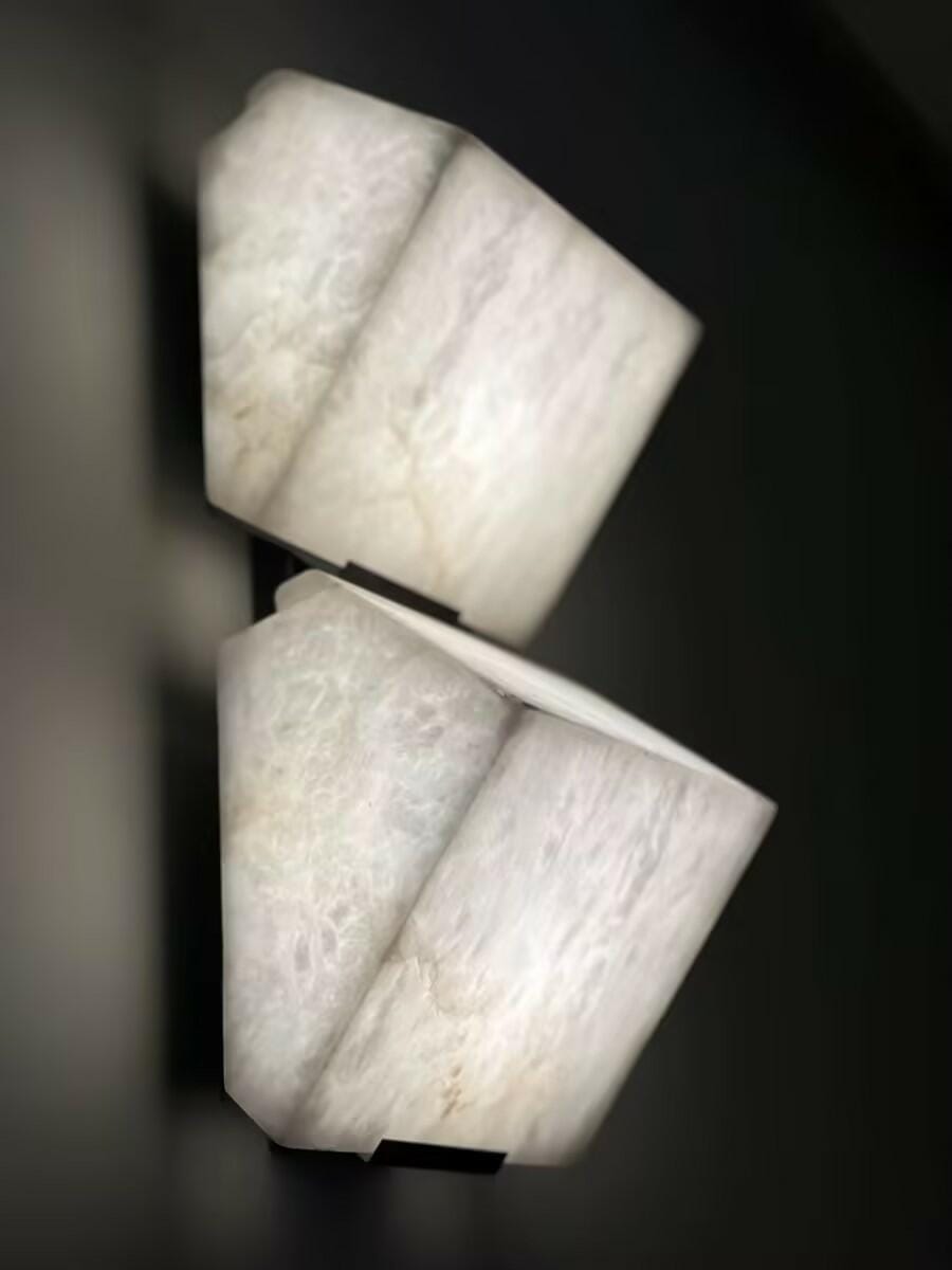 Customer photo review of Stepped White Alabaster Wall Light, Wall Sconce, LED