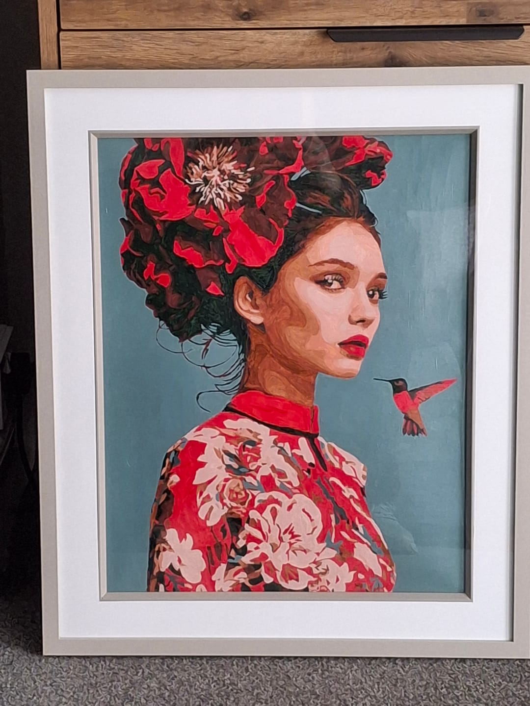 Customer photo review of Scarlet Blossom Muse | Paint by Number