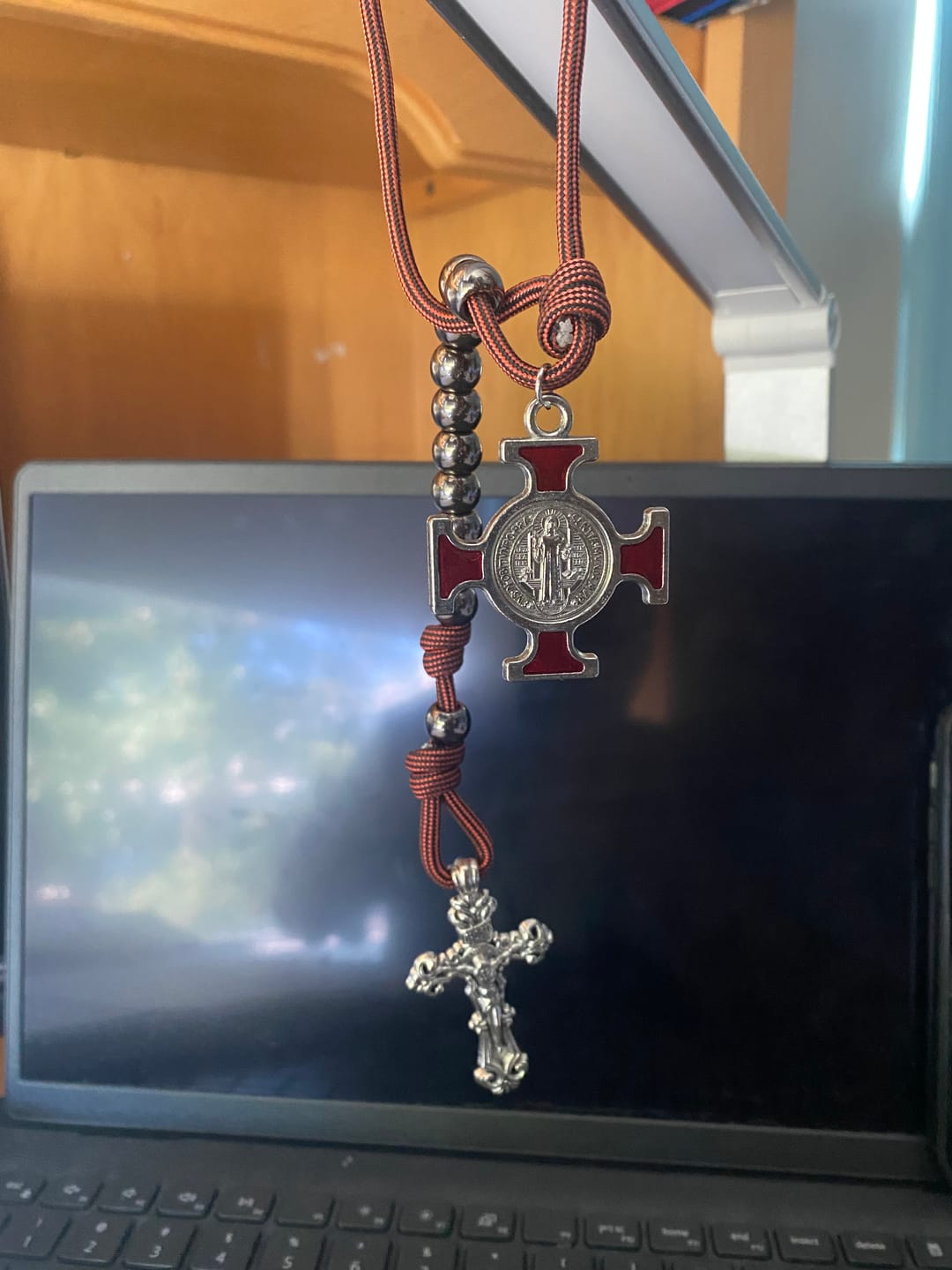 Customer photo review of FREE Today: All-Place Portable Paracord Pocket Rosary with Crucifix & St. Benedict: Faith for Every Spot