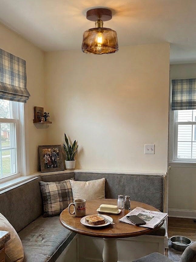 Customer photo review of Flush Amber Glass Ceiling Light, 11 to 17 cm Shade