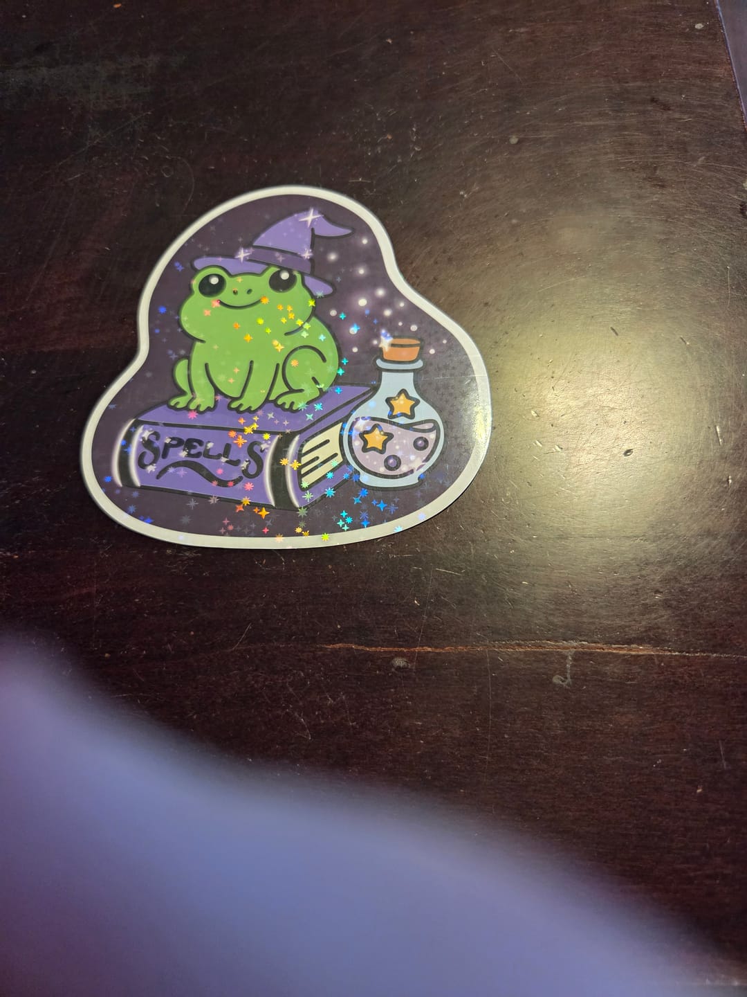 Customer photo review of 021 Spooky Spell Frog Holographic Jumbo Sticker