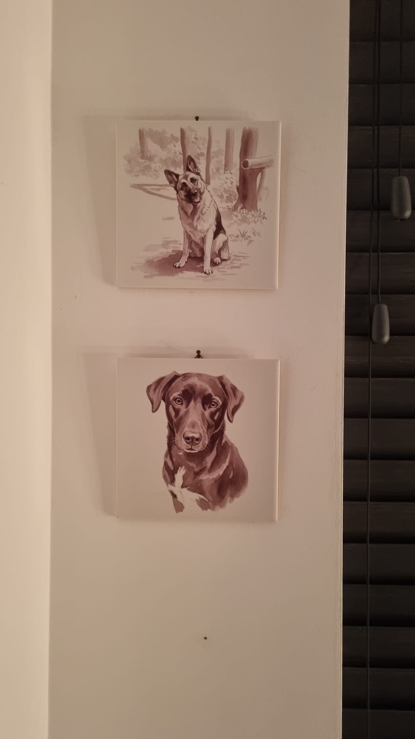 Customer photo review of Sepia Huisdier Portret Tegel - Jouw Huisdier als Vintage Waterverf Kunstwerk