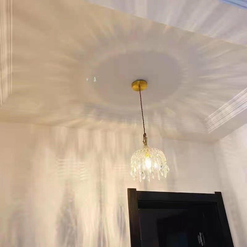 Customer photo review of Brass Pendant Light, Clear Glass Bowl, Crystal Drops, 150 cm Cable