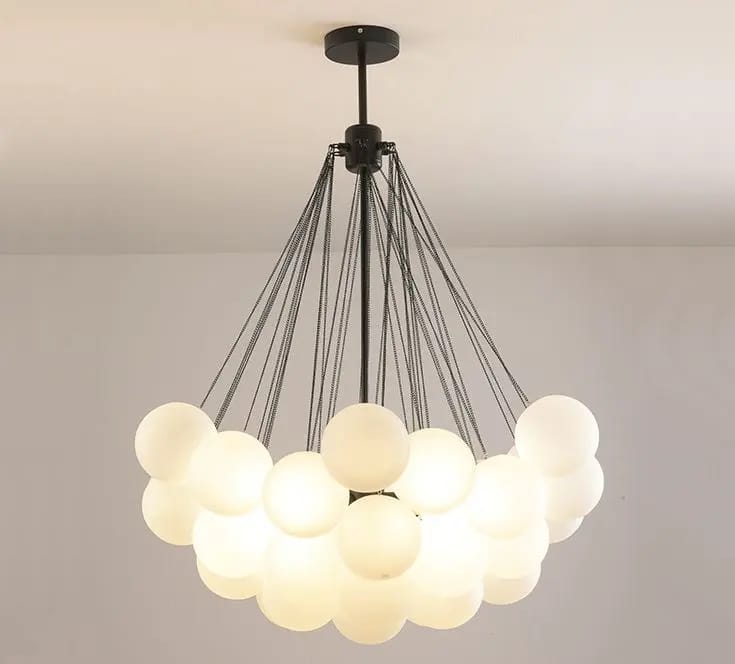 Customer photo review of Frosted Glass Sphere Chandelier, Globe Cluster, 40 or 80 cm
