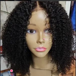 Customer photo review of Wavymy Afro Curly 7x5 Lace Closure Wig Pre-bleached Layered Cut Wear & Go Glueless Wigs Dome Cap 180% Density