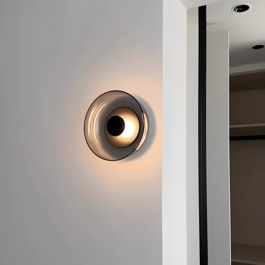 Customer photo review of Hand-Blown Glass Dome Wall Light, Wall Sconce, Brass or Black