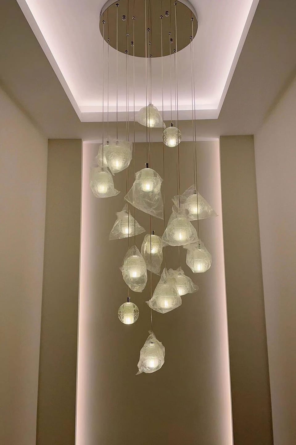 Customer photo review of Crystal Ball Pendant Light, Chrome Fittings, 150 cm Drop Cable