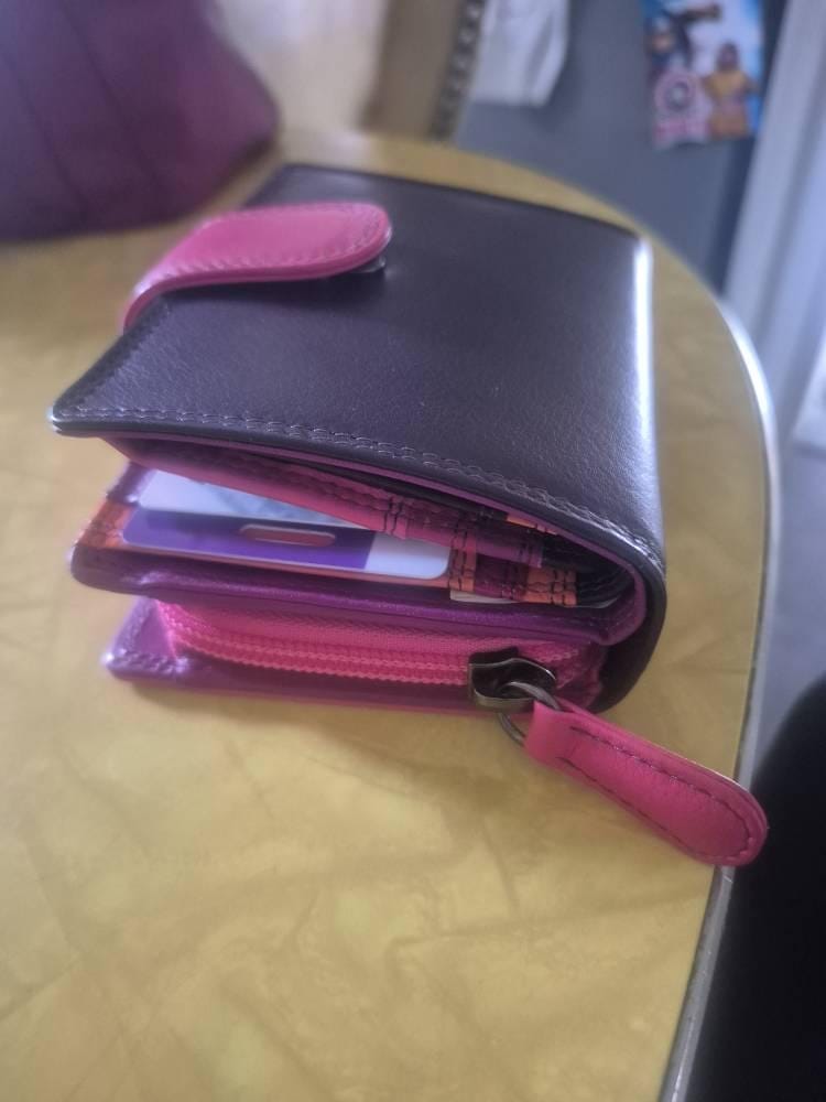Customer photo review of Soft Leather Colourful Purse with RFID Protection - Camellia London