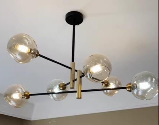 Customer photo review of Glass Globe Chandelier, Black and Gold Frame, 95 to 108 cm