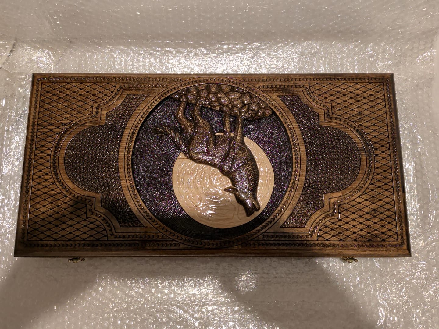 Customer photo review of Backgammon Board - Wolf Classic Wooden Design