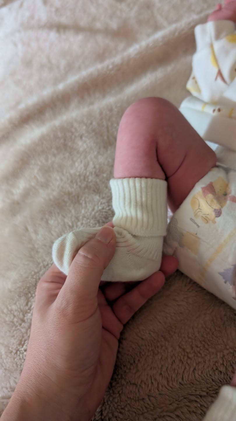 Customer photo review of Wool Socks, Baby and Toddler, Brown-Gray & White