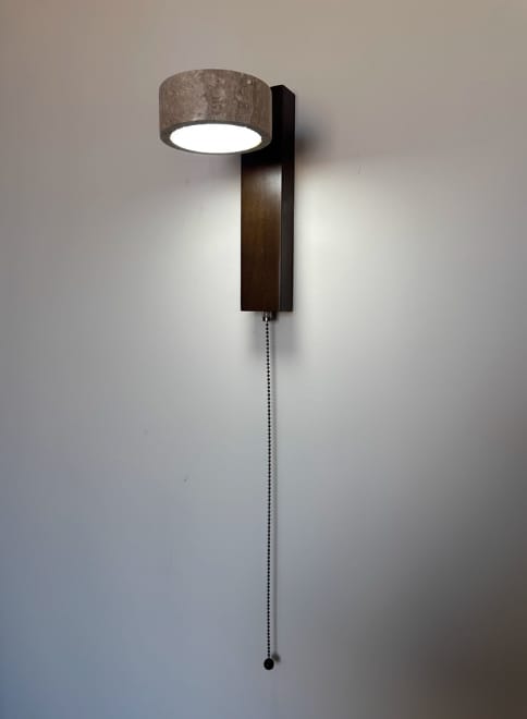 Customer photo review of Wood and Travertine Wall Light, Wall Sconce, Integrated LED