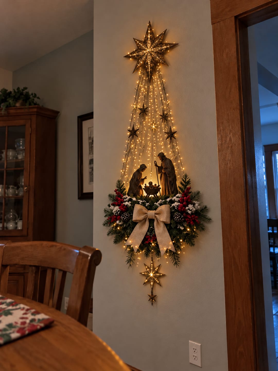 Customer photo review of Angel Blessing Wall Light, Starglow Cascading Christmas Angel with Glowing