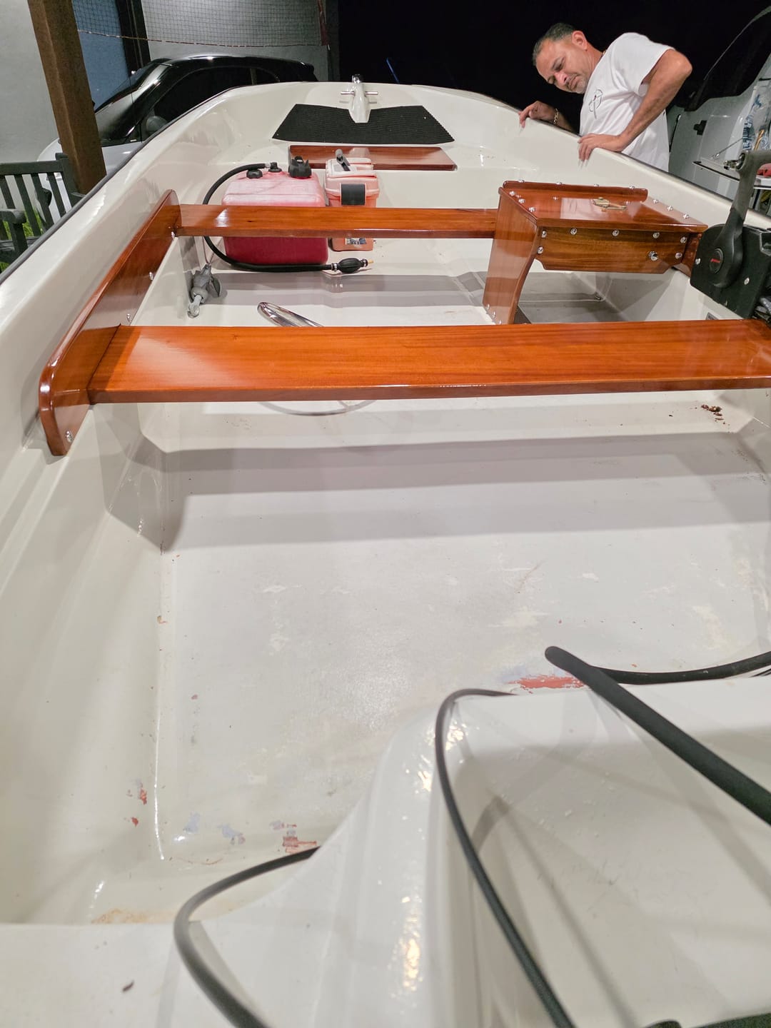 Customer photo review of Boston Whaler 13' Sport Mahogany Wood Interior