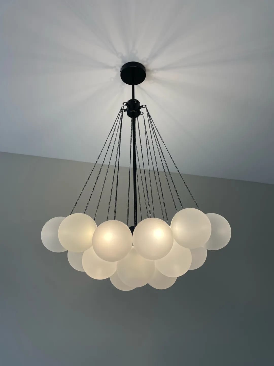 Customer photo review of Frosted Glass Sphere Chandelier, Globe Cluster, 40 or 80 cm