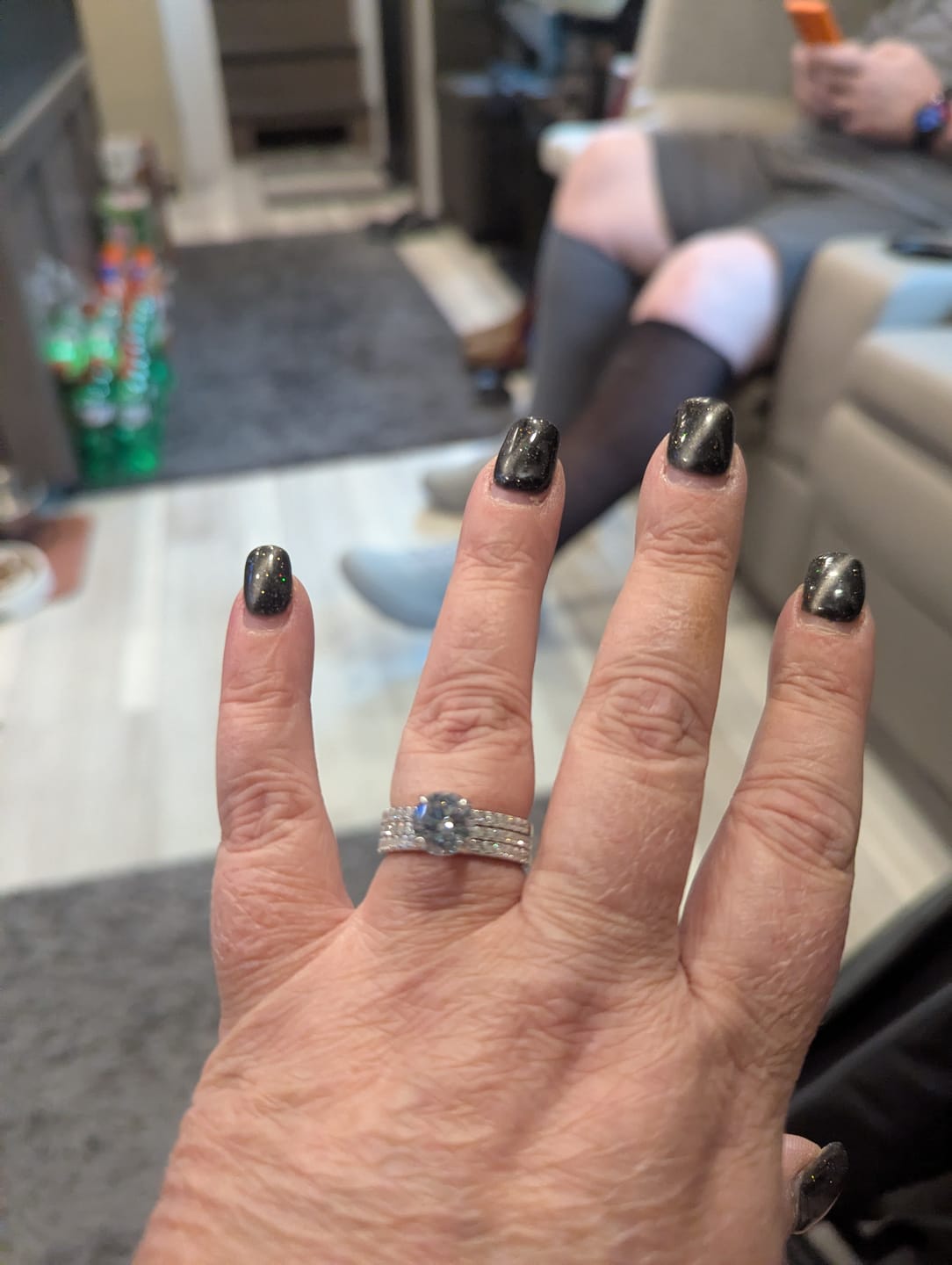 Customer photo review of S925 3PC Wedding Ring Set 2.0 Ct Round Cut With 2PC Half Eternity Wedding Band Stackable Wedding Rings
