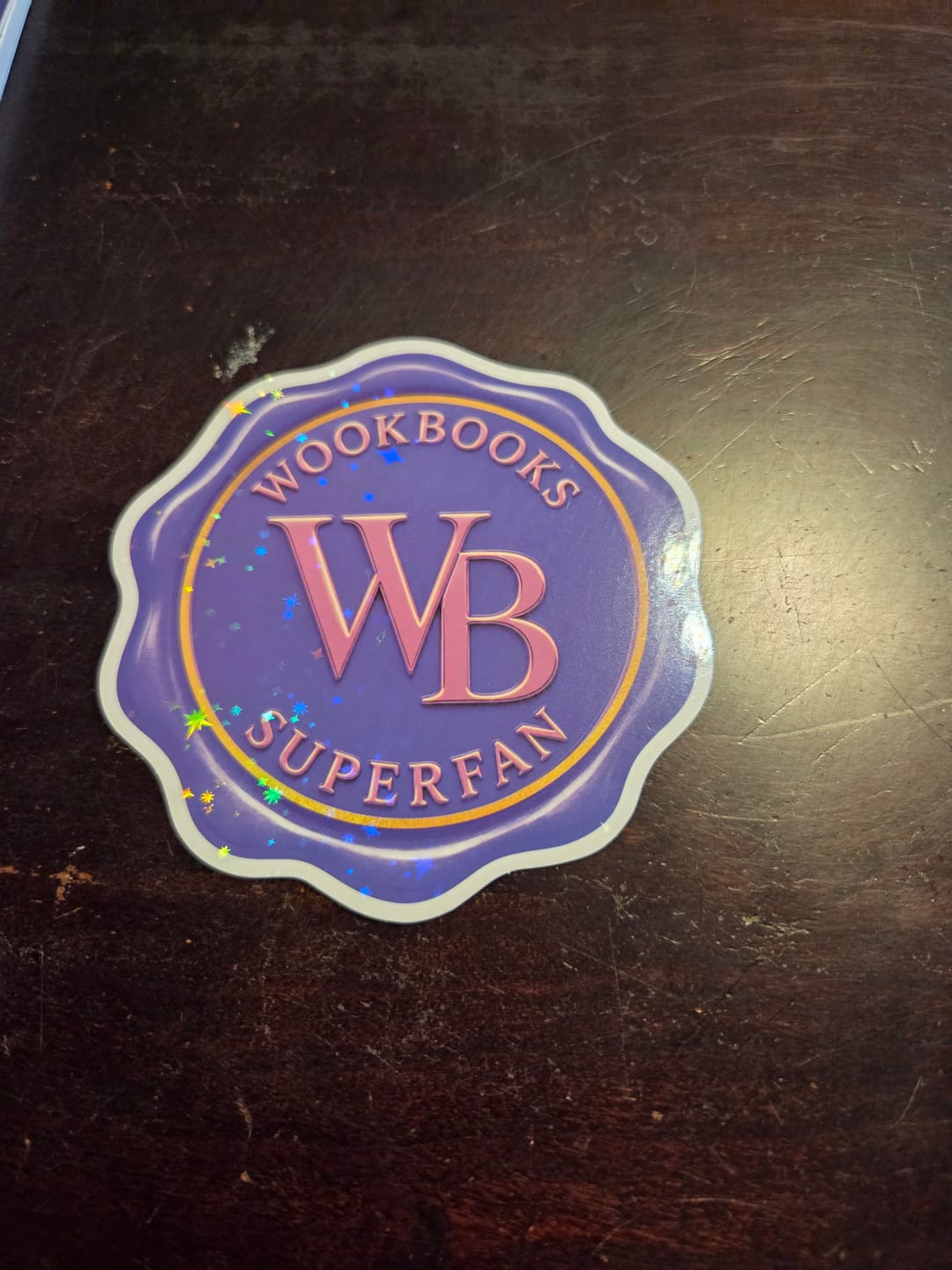 Customer photo review of 037 Super Fan Exclusive Wax Seal Holographic Vinyl Sticker – Purple