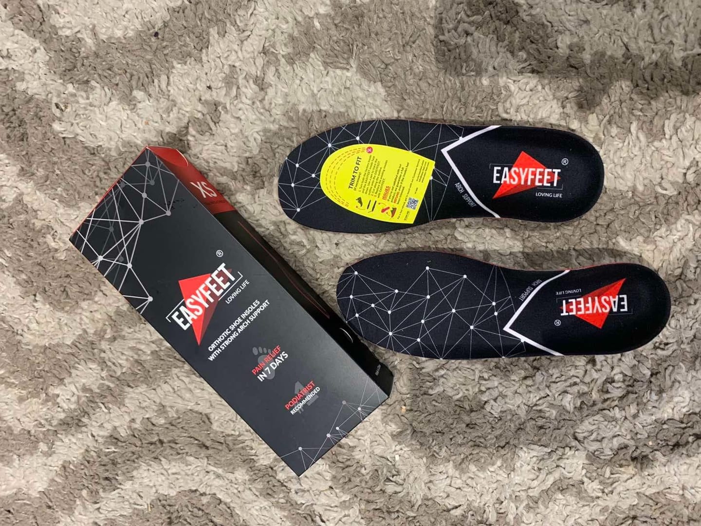 Customer photo review of EASYFEET Black Model - Firm Arch Support Insoles for Plantar Fasciitis Relief (High Arch)