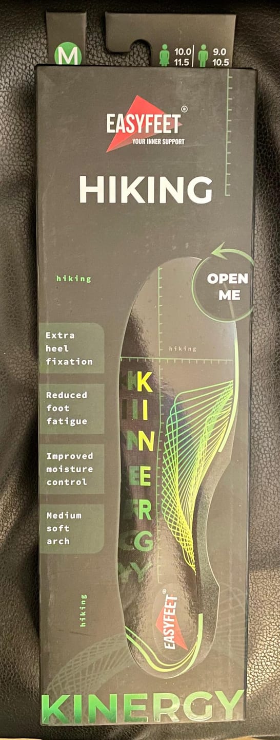 Customer photo review of EASYFEET Hiking Lime Kinergy - Neutral Trail Insoles for Hiking Support (Low Arch)