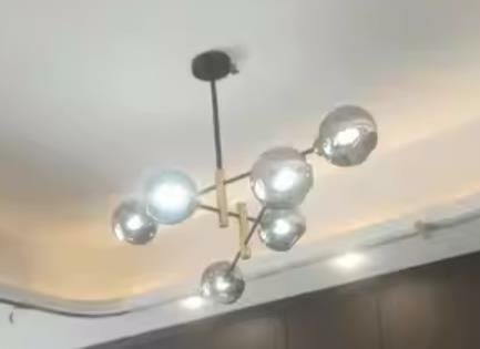Customer photo review of Glass Globe Chandelier, Black and Gold Frame, 95 to 108 cm
