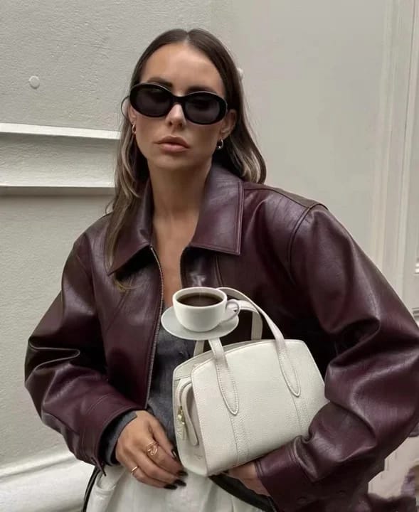 Customer photo review of Fiona Faux Leather Lapel Jacket