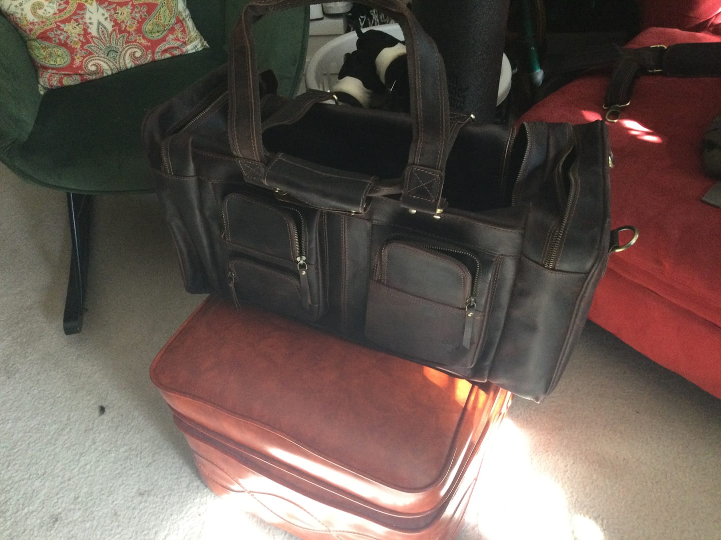 Customer photo review of Artisan Buffalo Leather Duffel
