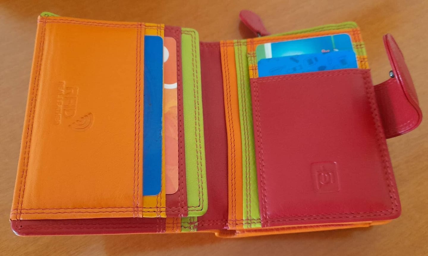 Customer photo review of Soft Leather Colourful Purse with RFID Protection - Camellia London