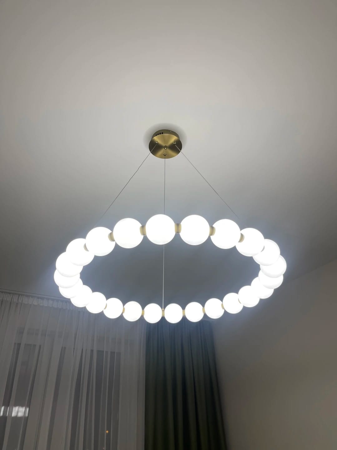 Customer photo review of Gold Acrylic Sphere Chandelier, Metal Frame, Integrated LED