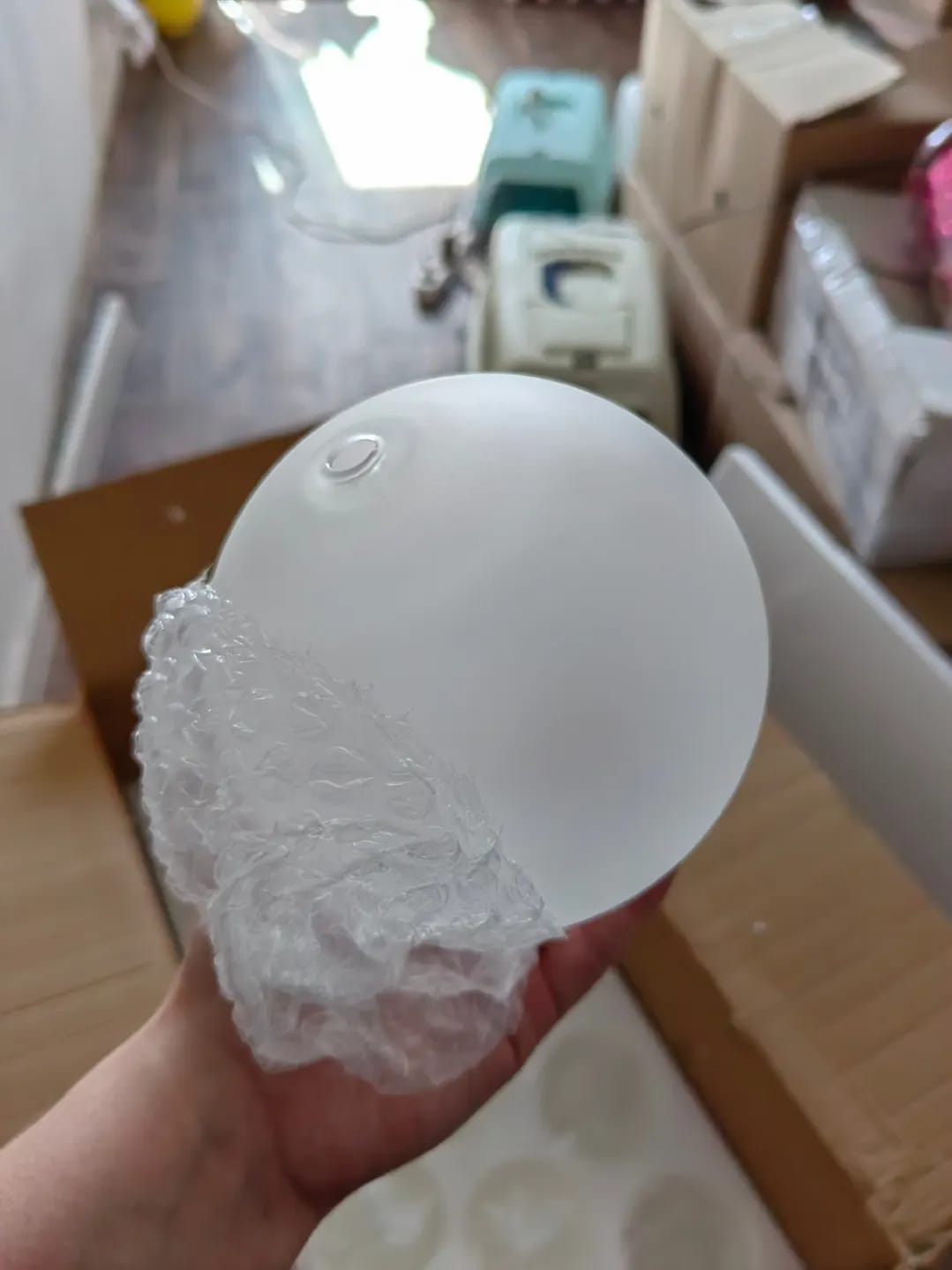 Customer photo review of Frosted Glass Sphere Chandelier, Globe Cluster, 40 or 80 cm