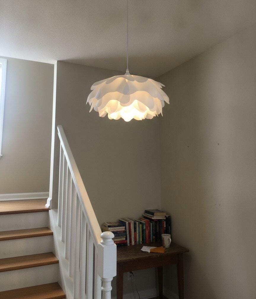Customer photo review of White Acrylic Petal Pendant Light, Layered Shade, 42 to 60 cm