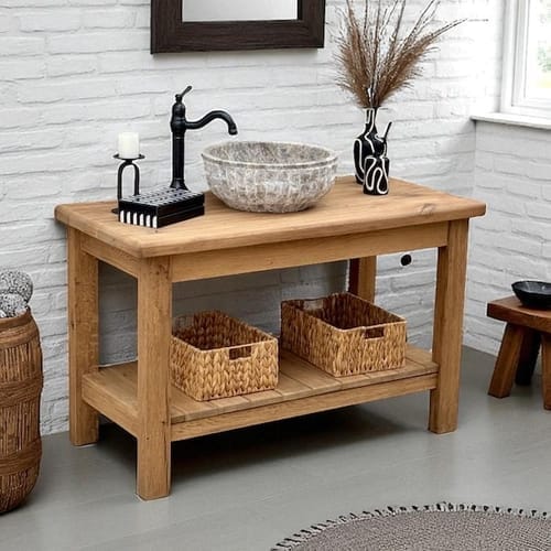 Customer photo review of Sculptural Solid Wood Console — Modern Art Entry Table