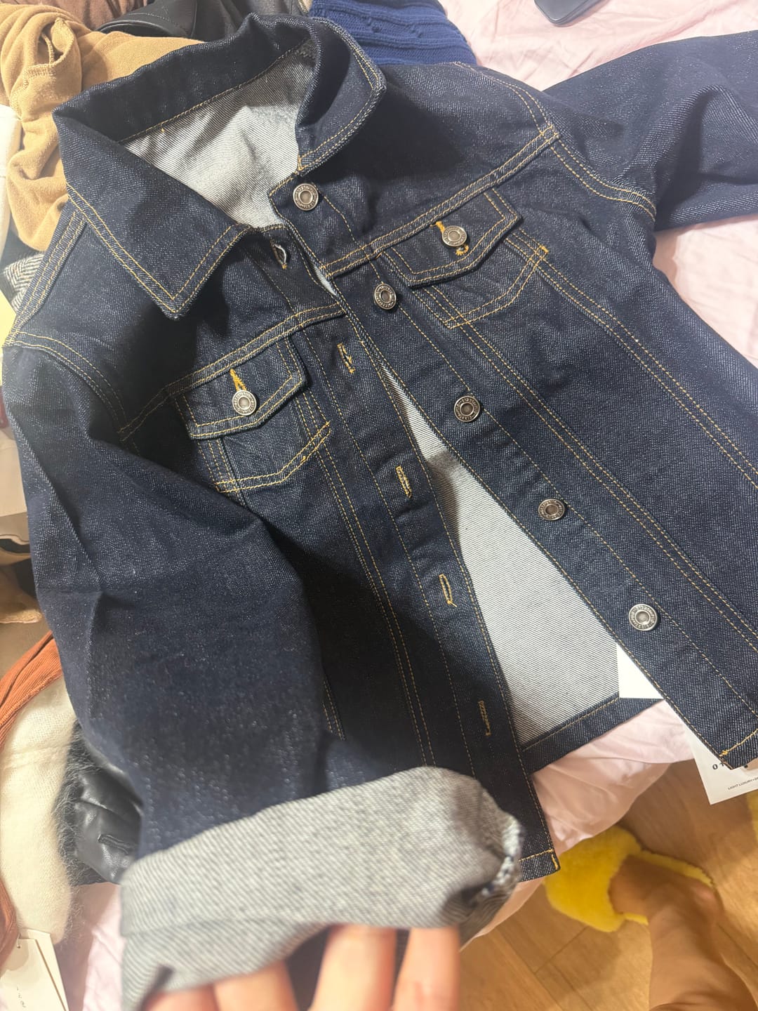 Customer photo review of 0122stepll Sculpted Denim Jacket & Low-Rise Straight-Leg Jeans Set