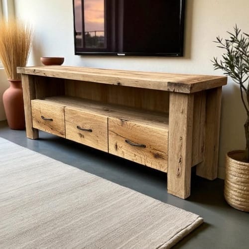 Customer photo review of Sculptural Solid Wood Console — Modern Art Entry Table